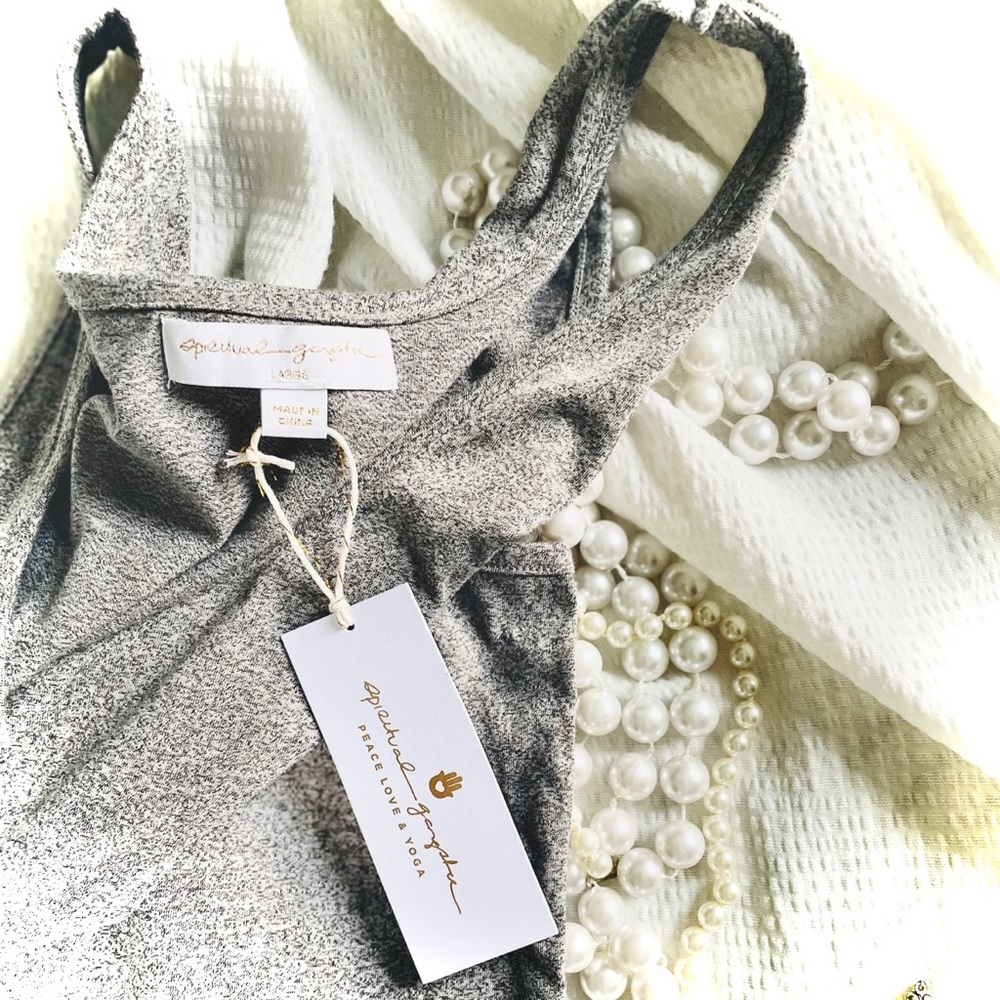 SPIRITUAL GANGSTER | L | NWT Perfect Lounge Romper Heather Grey White Drawstring